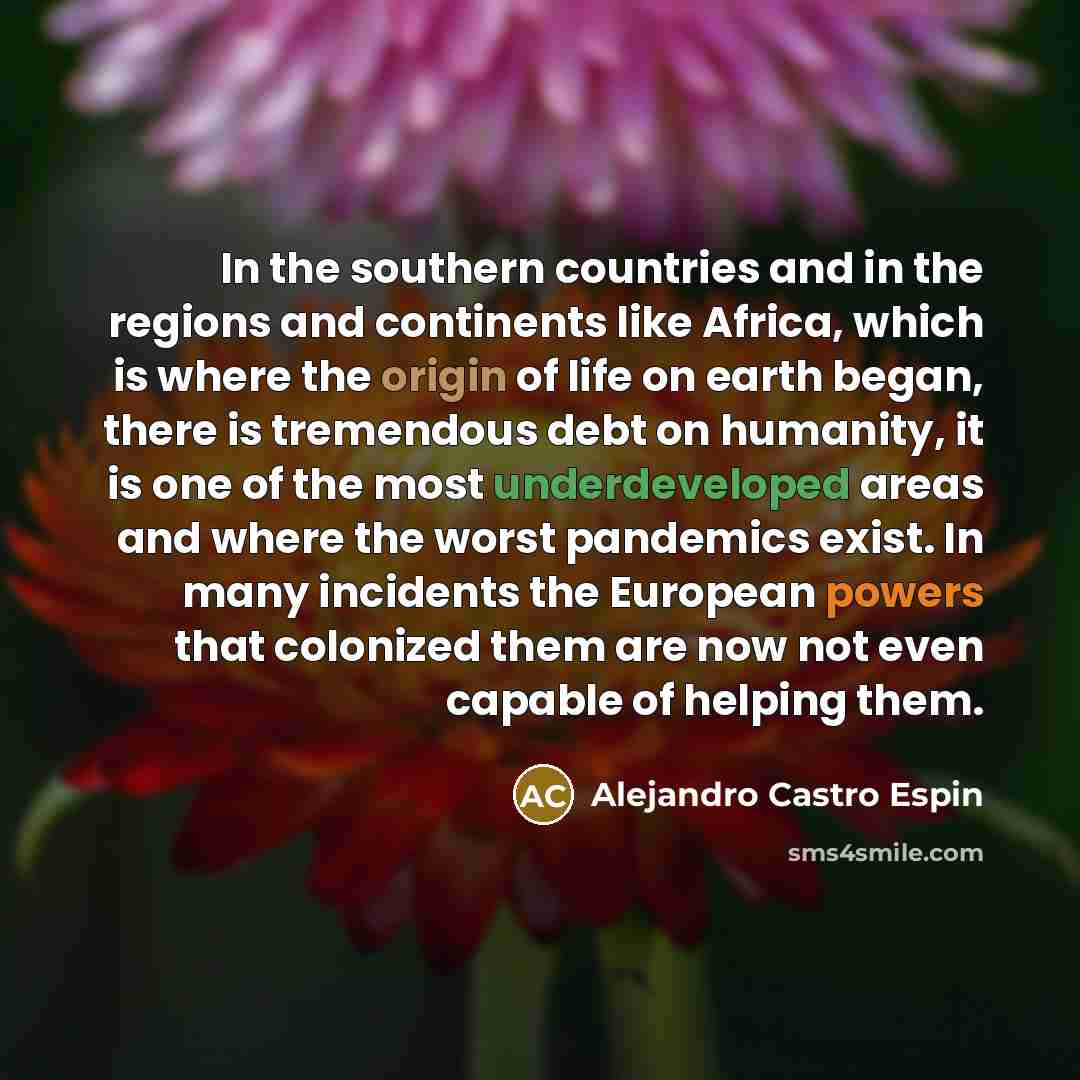 “In the southern countries and in the regions and continents…” quote by Alejandro Castro Espin