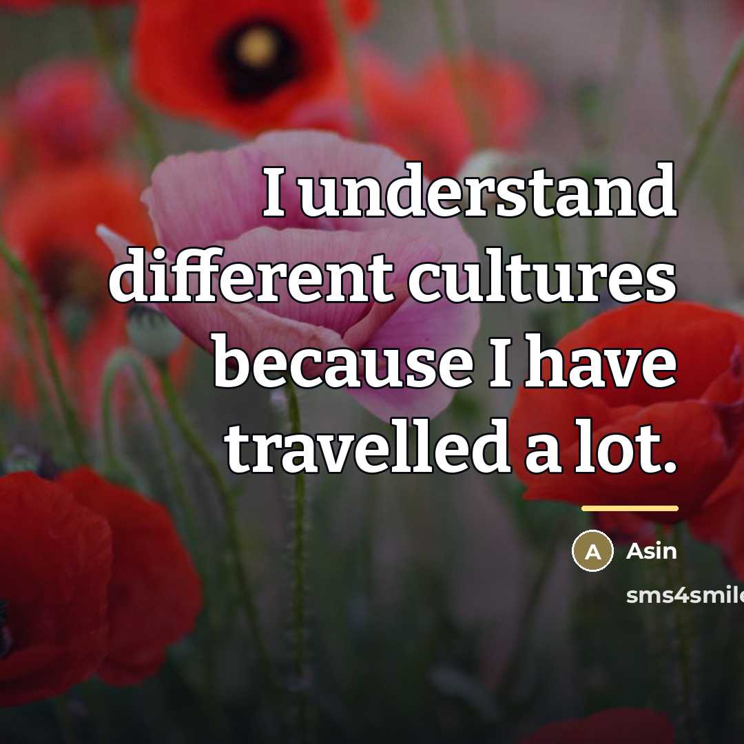 “I understand different cultures because I have travelled a lot.…” quote by Asin