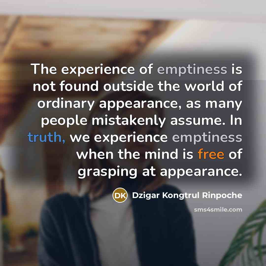 “The experience of emptiness is not found outside the world…” quote by Dzigar Kongtrul Rinpoche