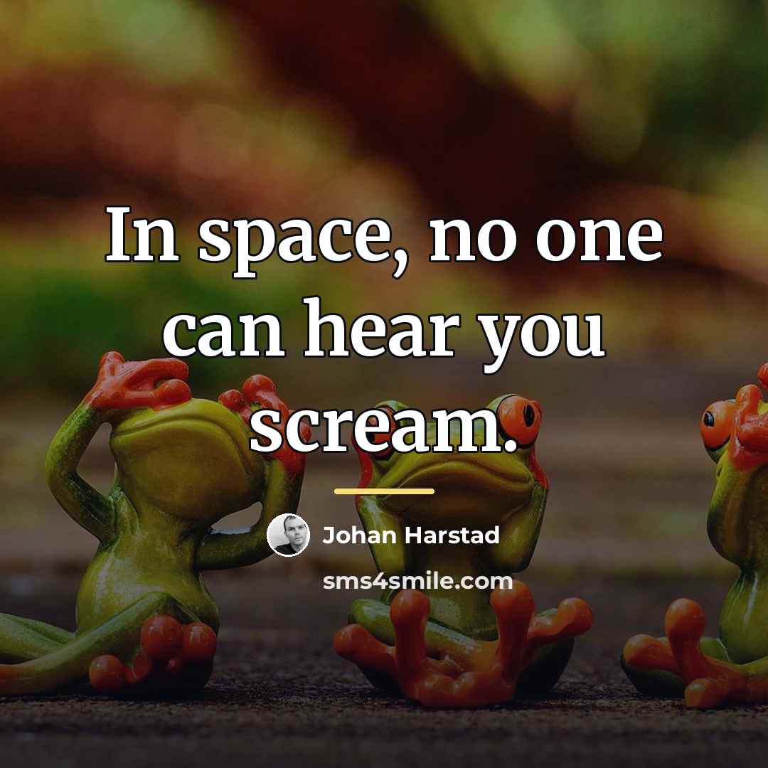 “In space, no one can hear you scream.…” quote by Johan Harstad