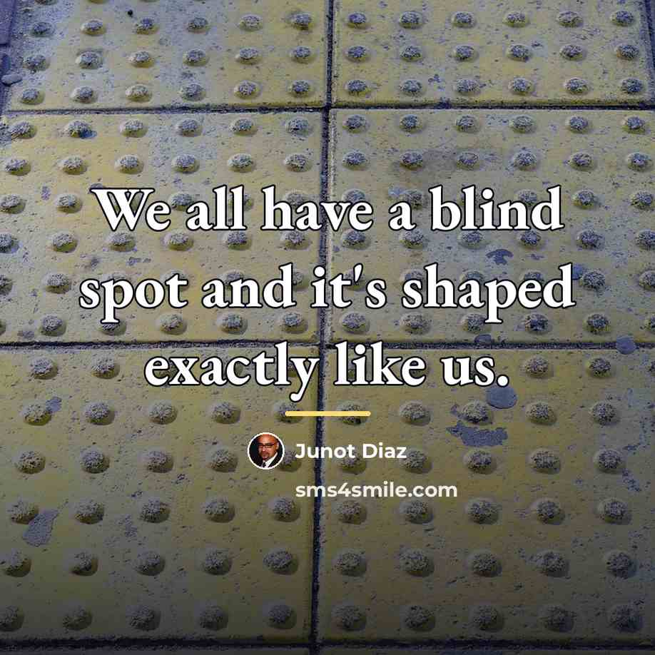 “We all have a blind spot and it's shaped exactly…” quote by Junot Diaz