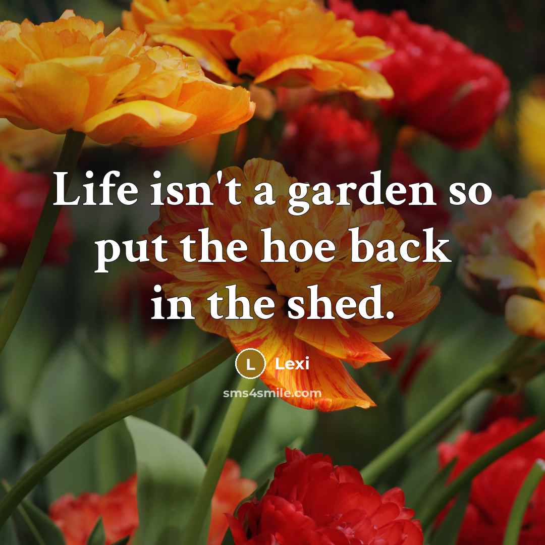“Life isn't a garden so put the hoe back in the shed.” quote by Lexi