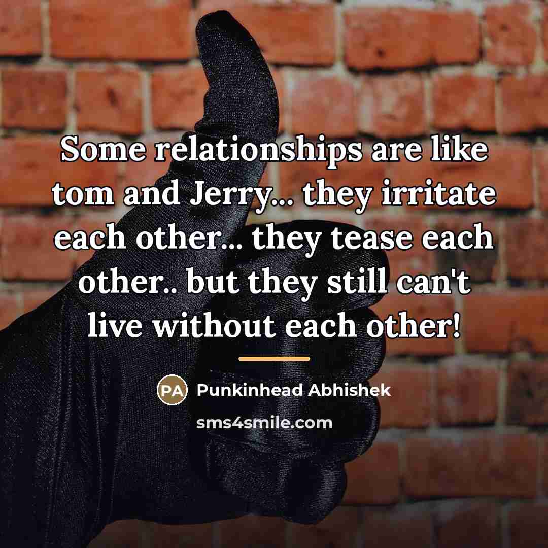“Some relationships are like tom and Jerry... they irritate each…” quote by Punkinhead Abhishek