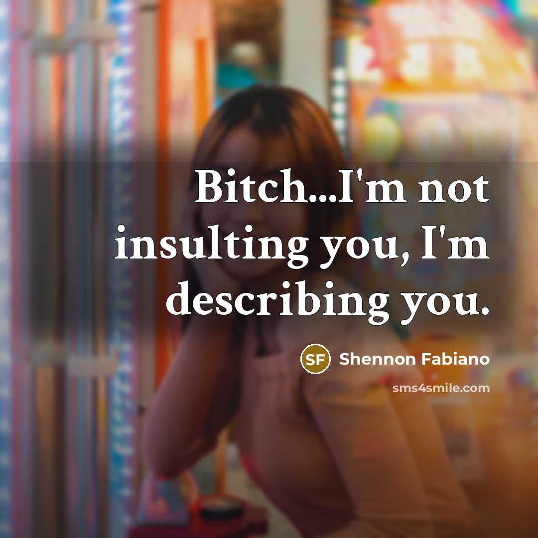 “Bitch...I'm not insulting you, I'm describing you.…” quote by Shennon Fabiano