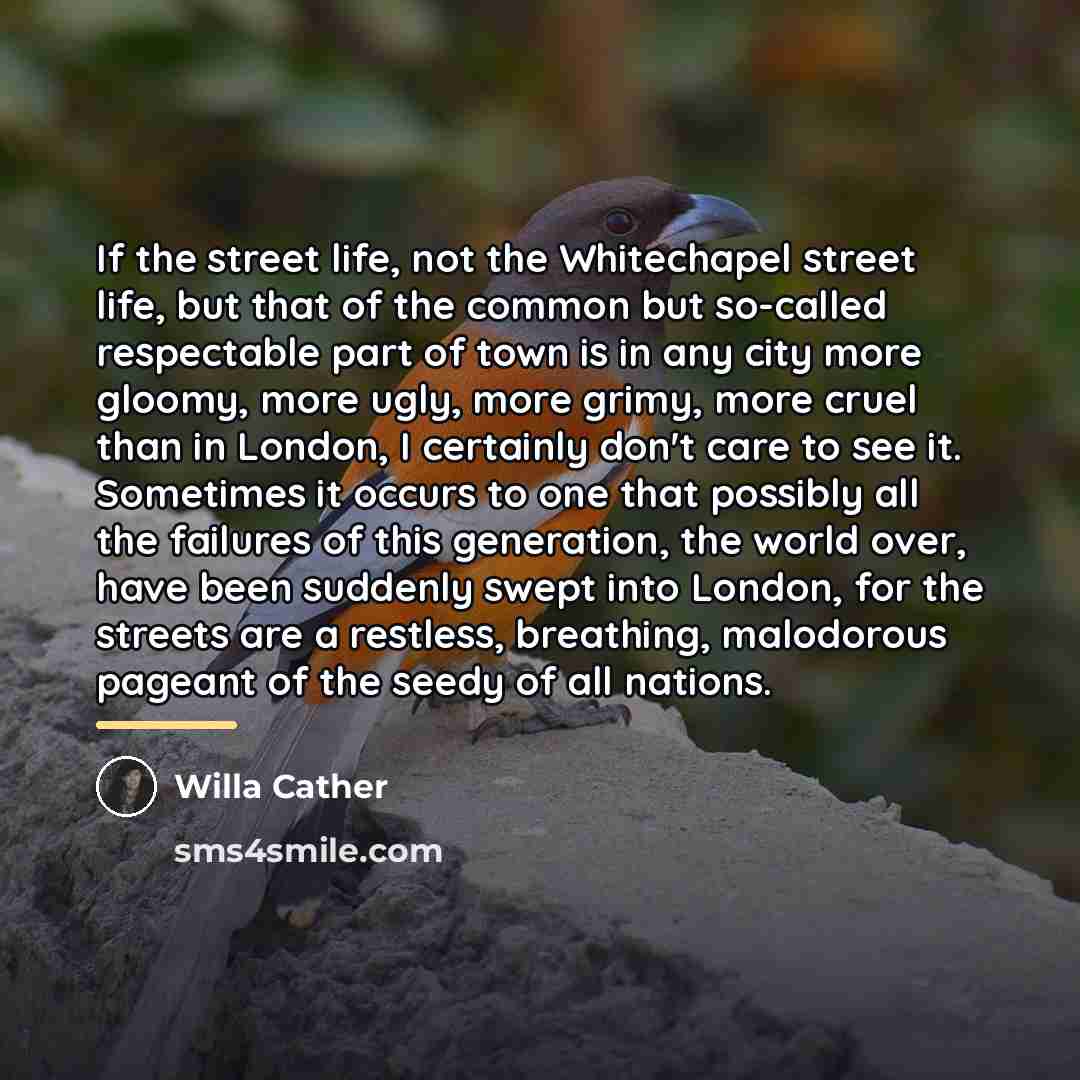“If the street life, not the Whitechapel street life, but…” quote by Willa Cather