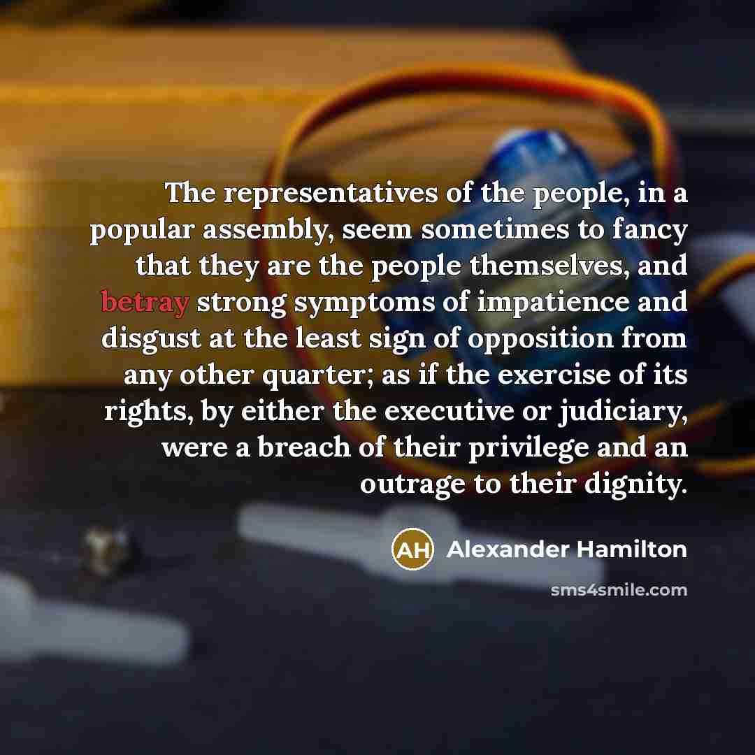 “The representatives of the people, in a popular assembly, seem…” quote by Alexander Hamilton