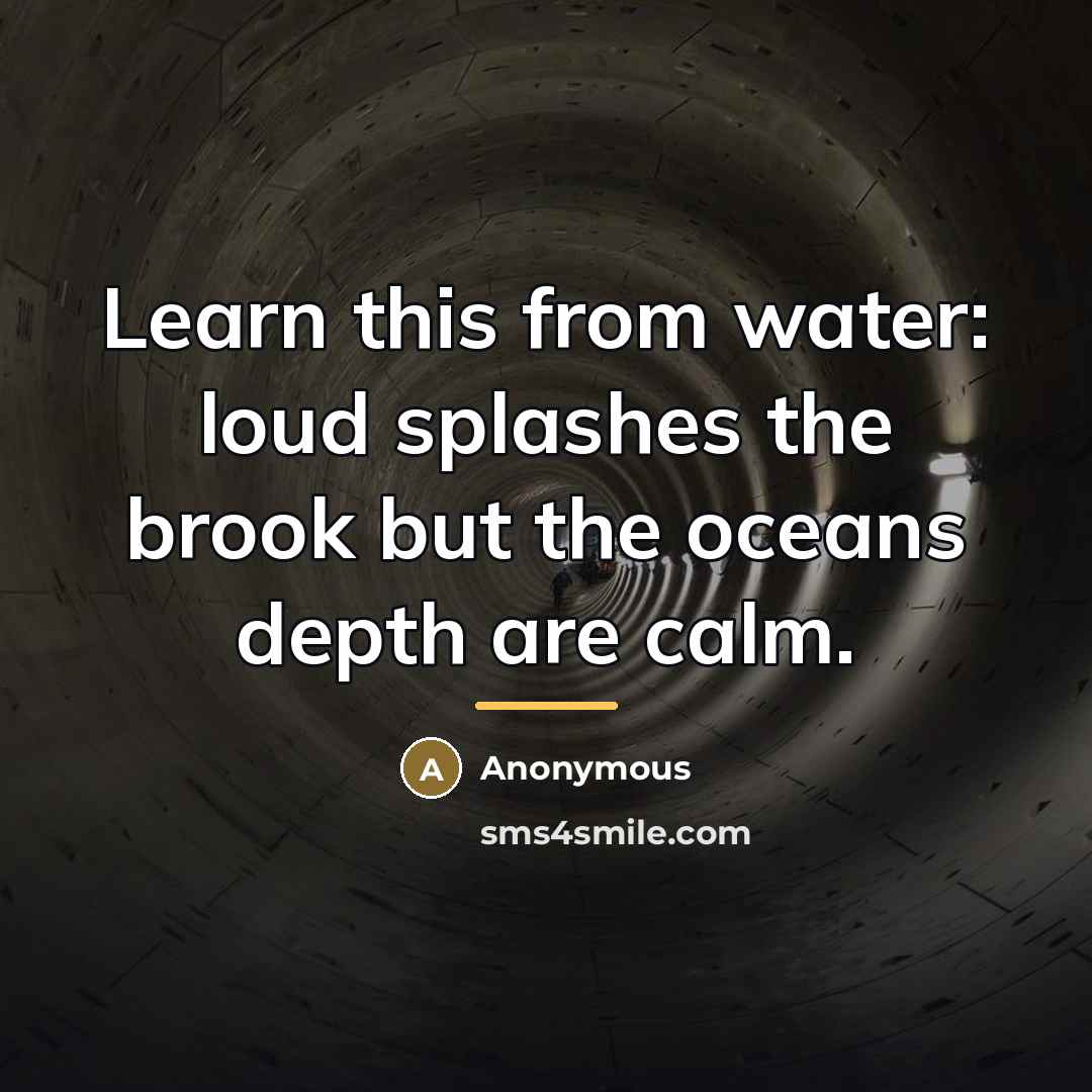 “Learn this from water: loud splashes the brook but the…” quote by Anonymous