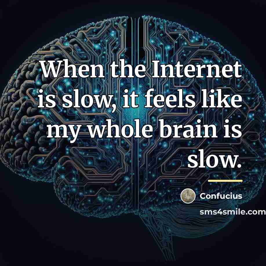 “When the Internet is slow, it feels like my whole…” quote by Confucius