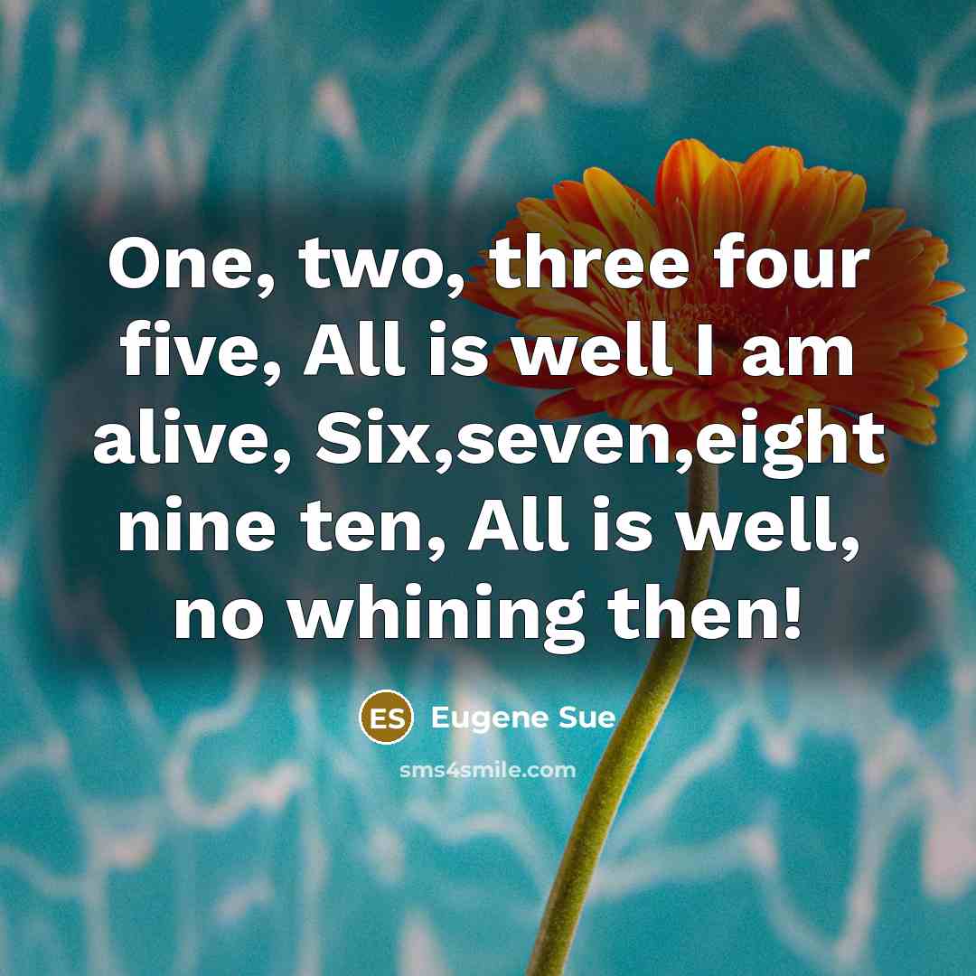 “One, two, three four five, All is well I am…” quote by Eugene Sue