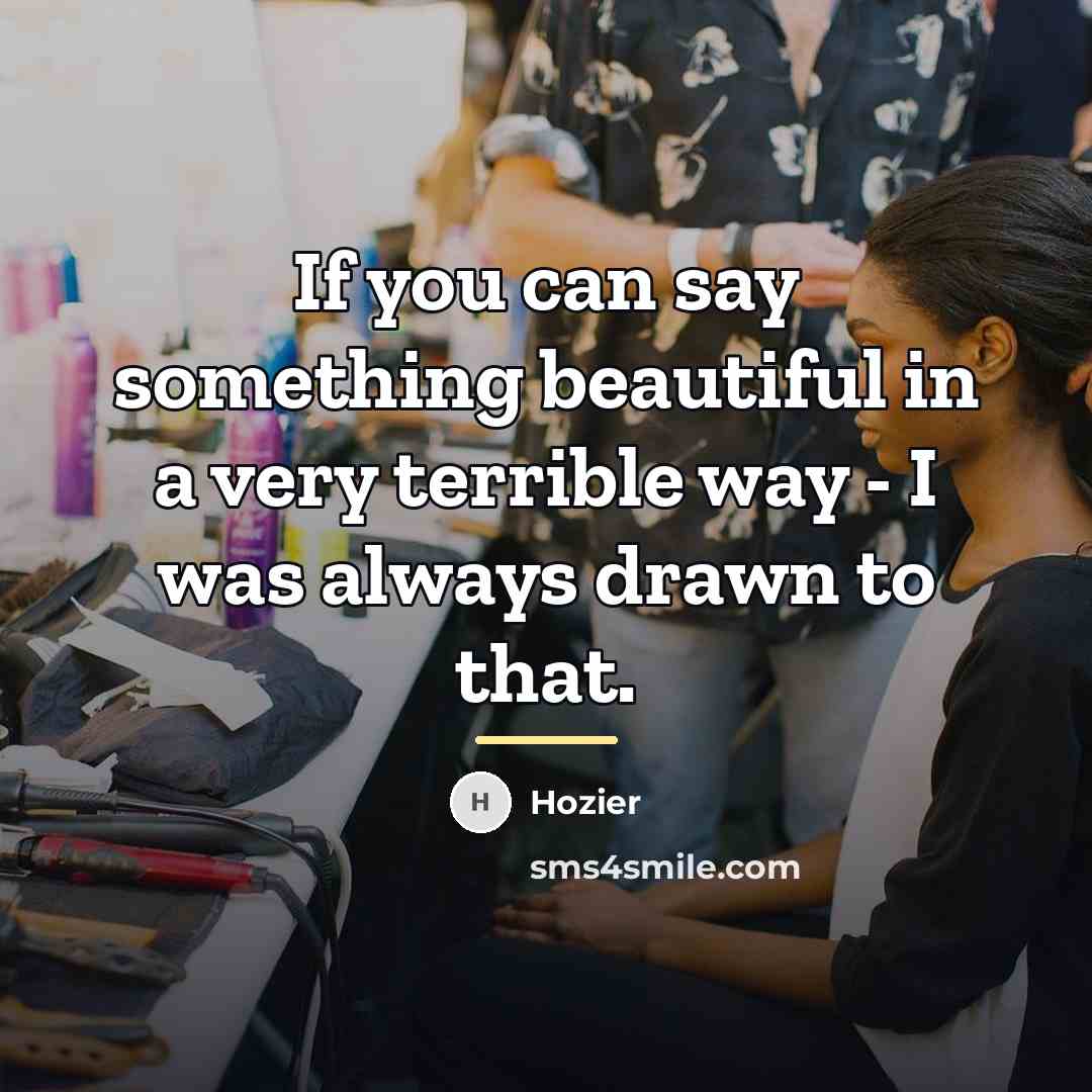 “If you can say something beautiful in a very terrible…” quote by Hozier
