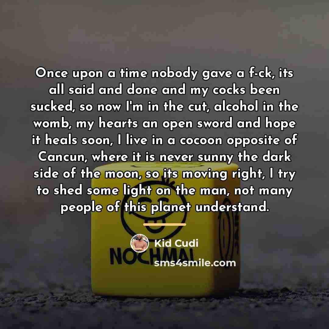 “Once upon a time nobody gave a f-ck, its all…” quote by Kid Cudi