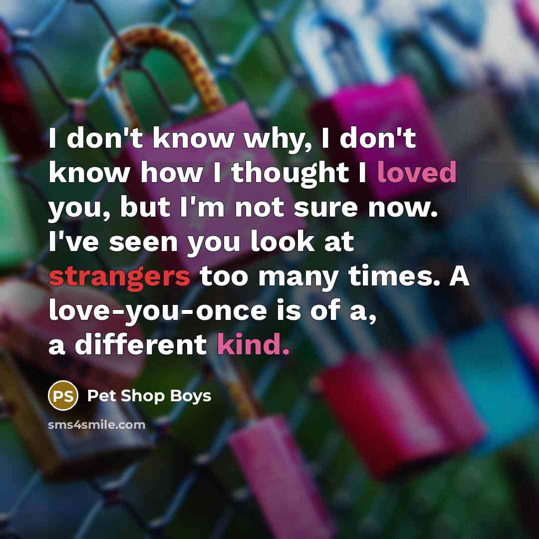 “I don't know why, I don't know how I thought…” quote by Pet Shop Boys