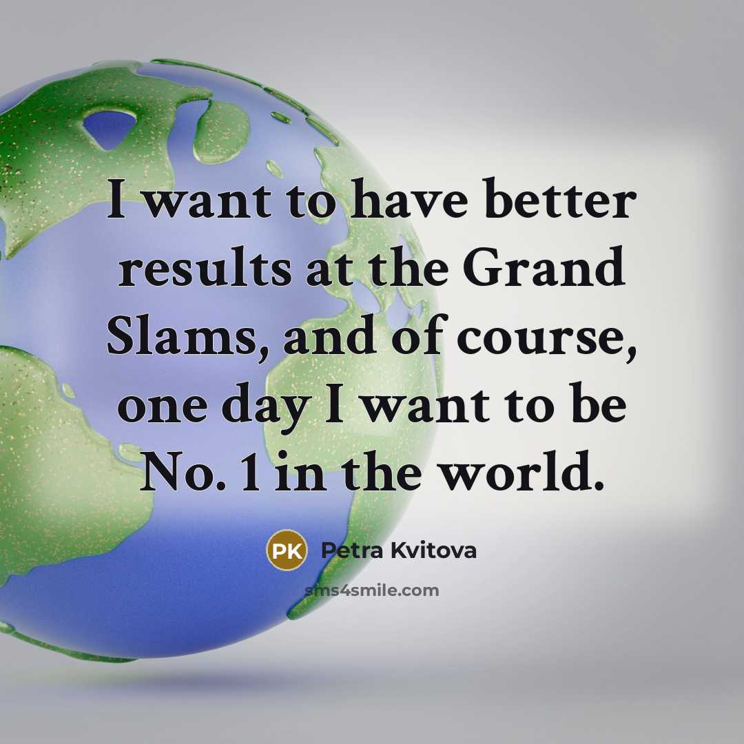 “I want to have better results at the Grand Slams,…” quote by Petra Kvitova