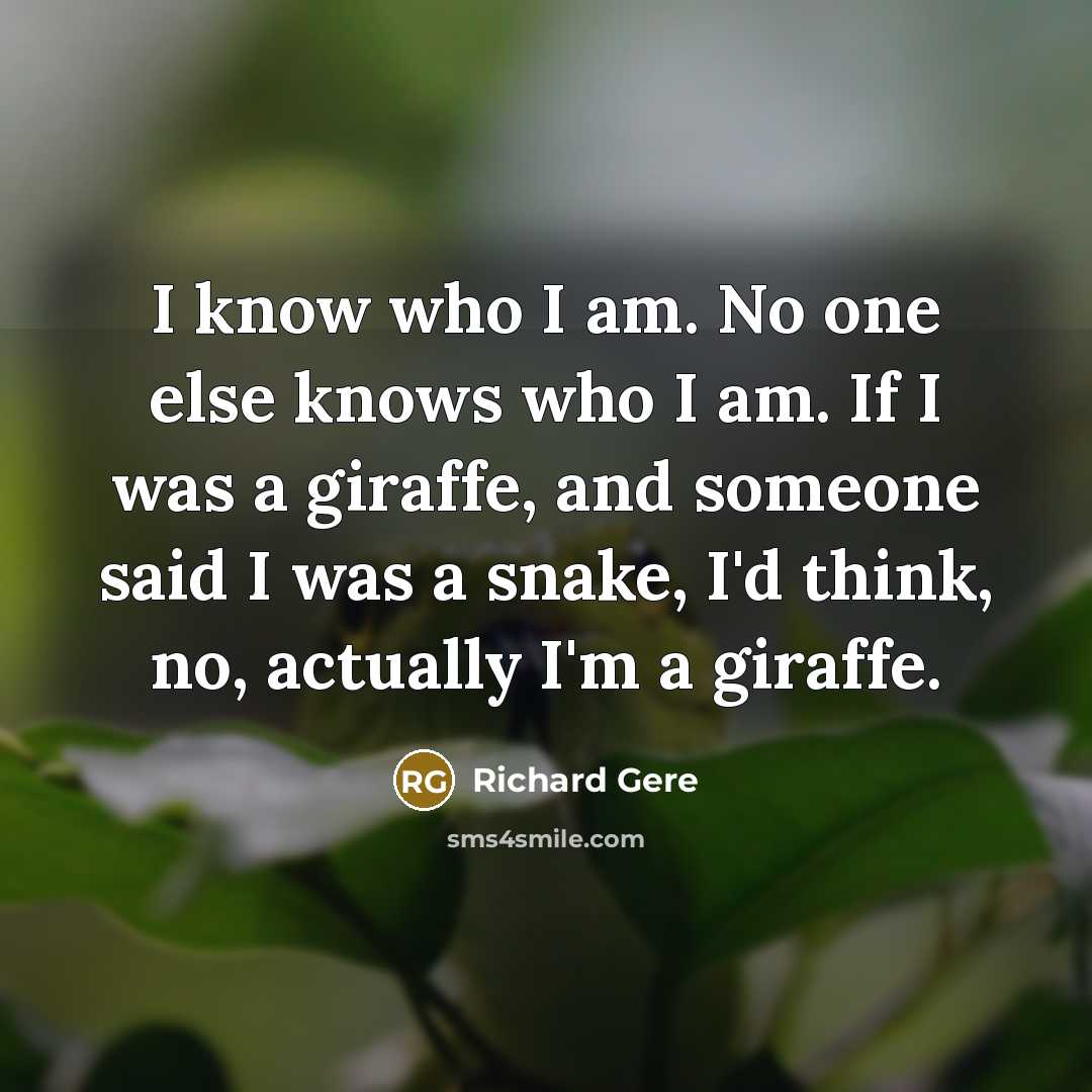 “I know who I am. No one else knows who…” quote by Richard Gere