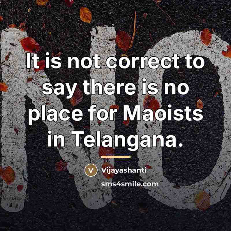 “It is not correct to say there is no place…” quote by Vijayashanti
