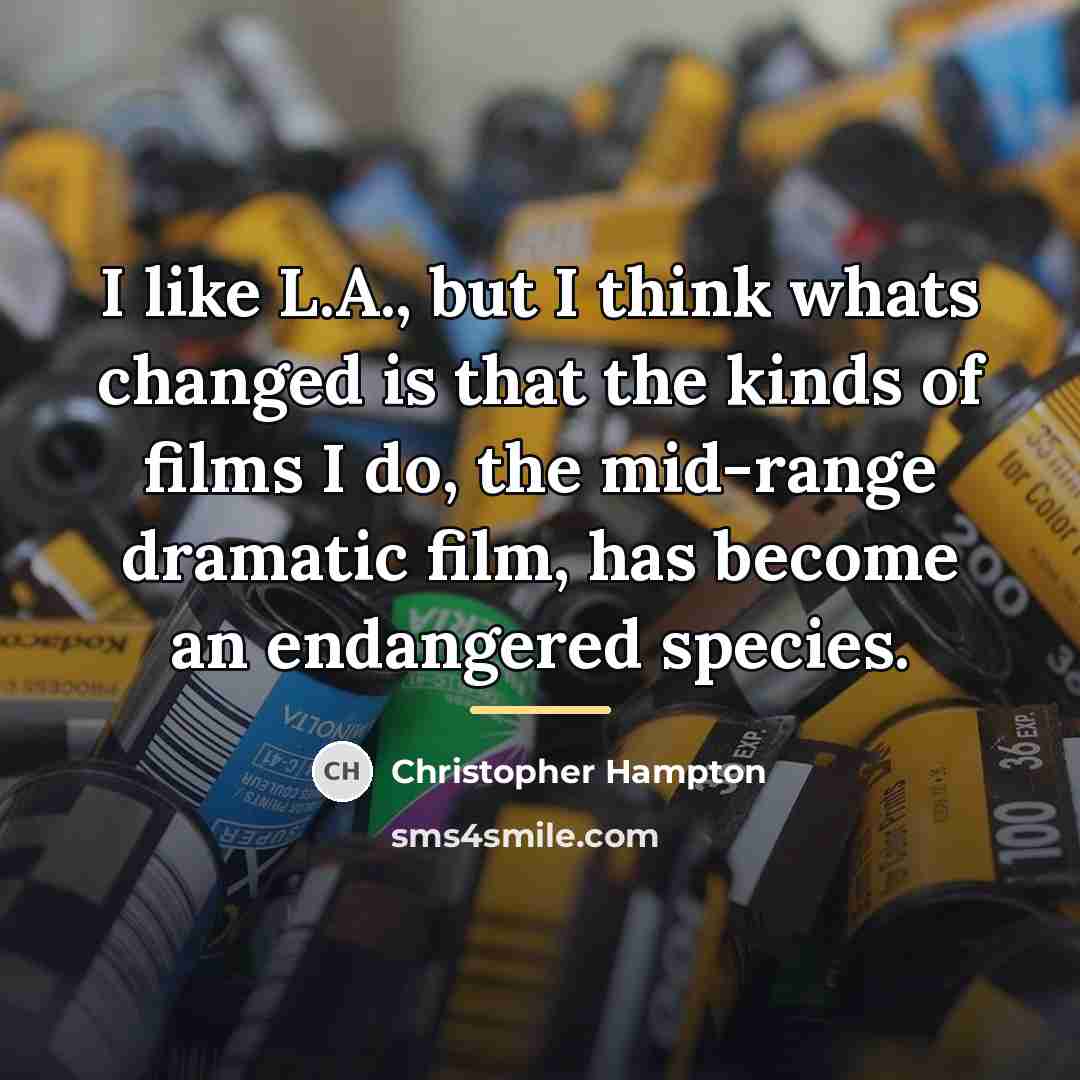 “I like L.A., but I think whats changed is that…” quote by Christopher Hampton