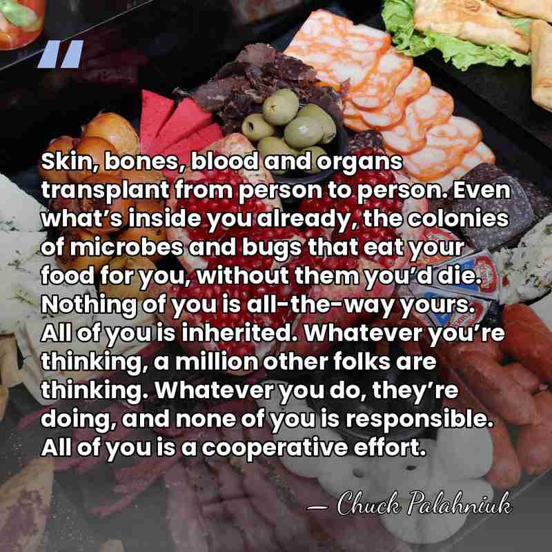 Skin, bones, blood and organs transplant from person to person. Even what’s&hellip; - Chuck Palahniuk
