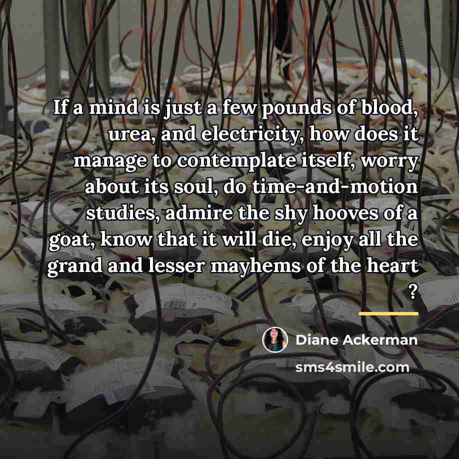 “If a mind is just a few pounds of blood,…” quote by Diane Ackerman