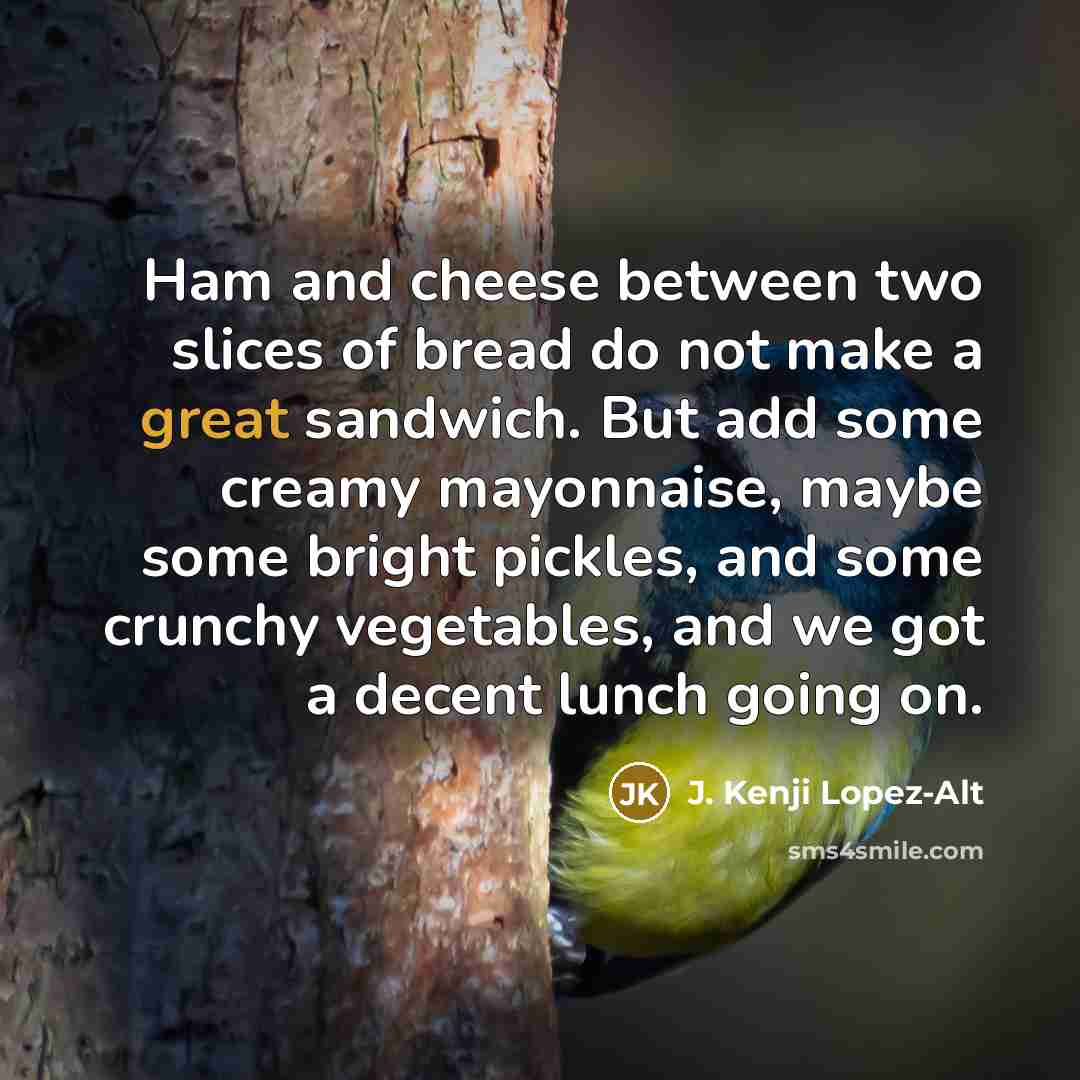 “Ham and cheese between two slices of bread do not…” quote by J. Kenji Lopez-Alt