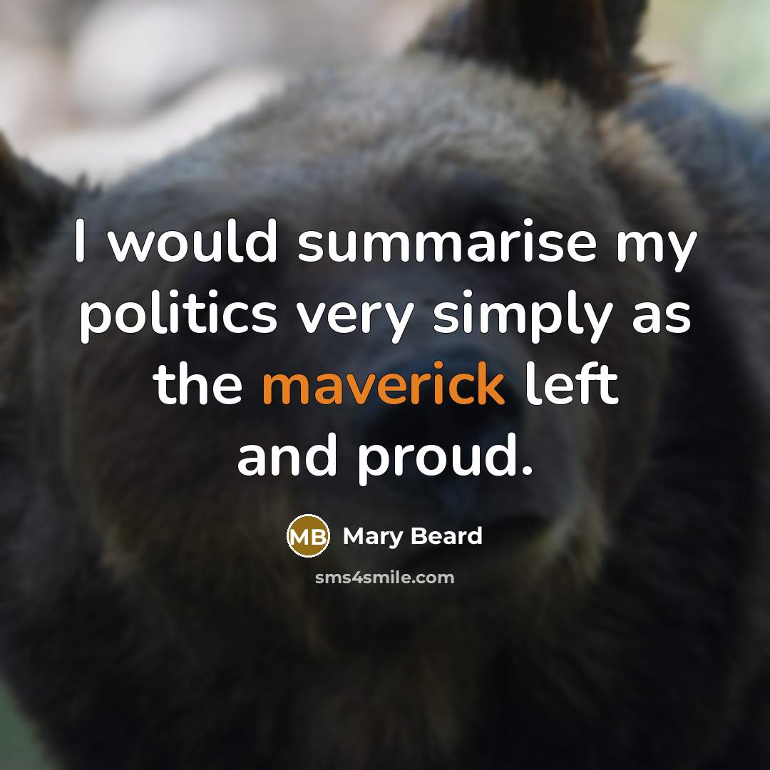 “I would summarise my politics very simply as the maverick…” quote by Mary Beard