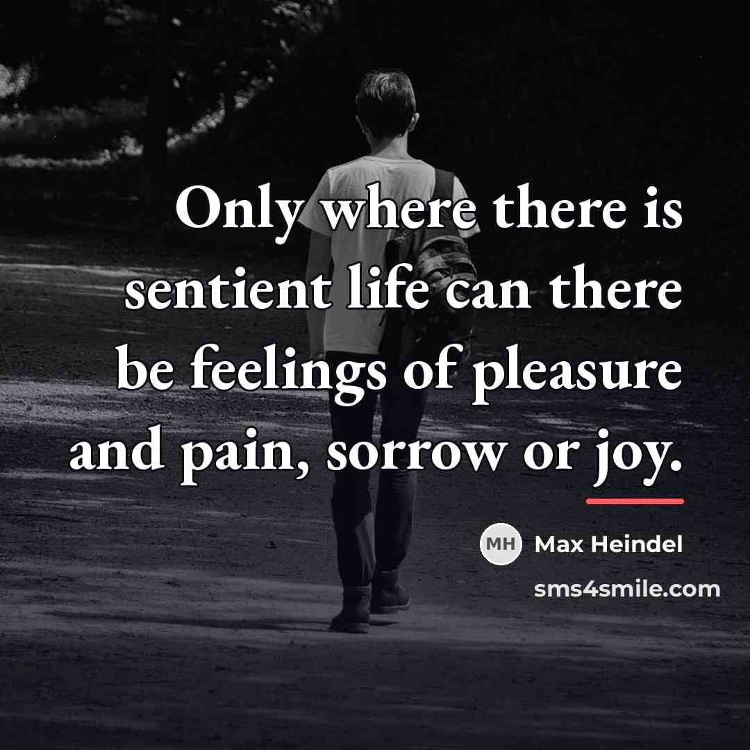 “Only where there is sentient life can there be feelings…” quote by Max Heindel
