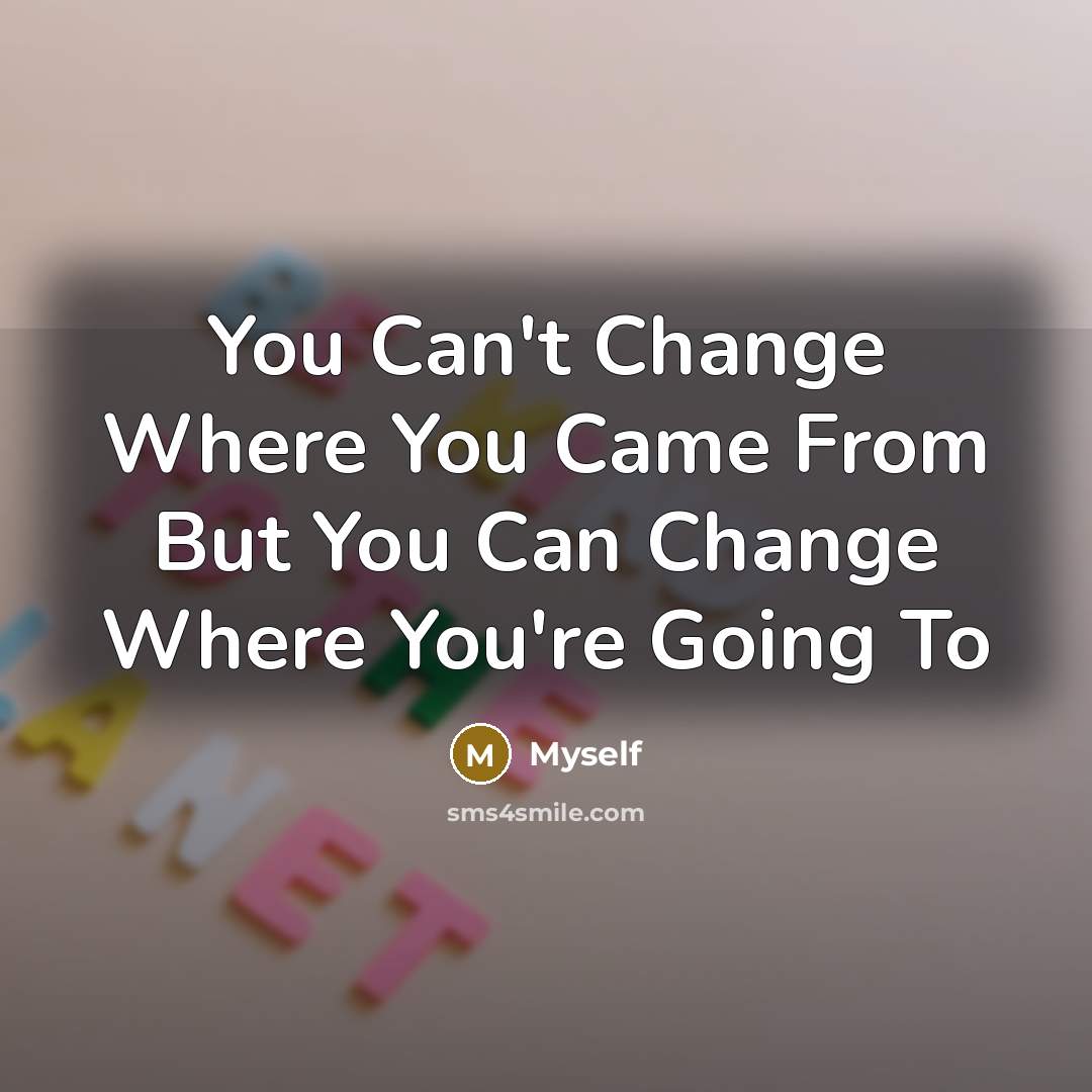 “You Can't Change Where You Came From But You Can…” quote by Myself