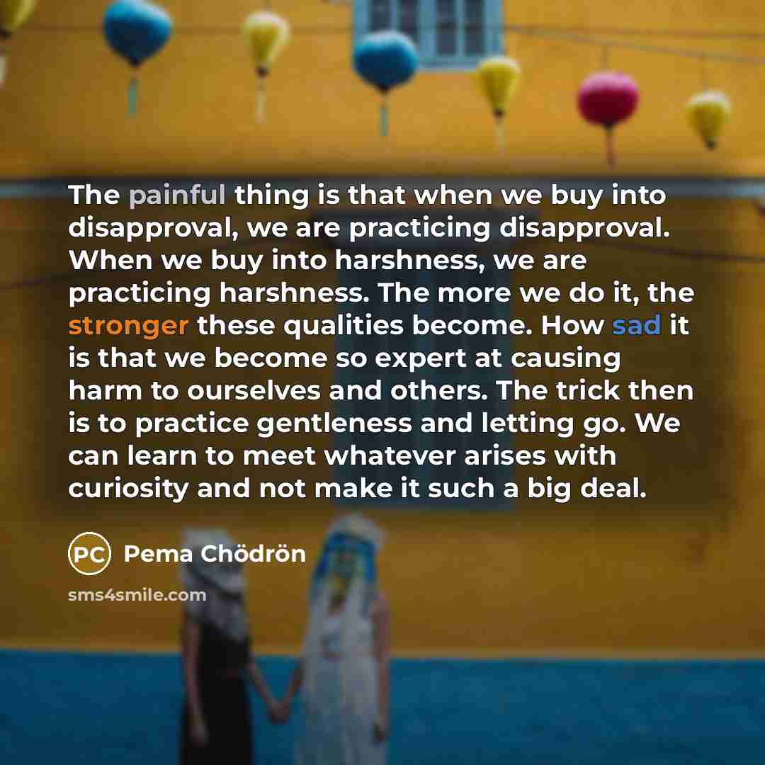 “The painful thing is that when we buy into disapproval,…” quote by Pema Chodron