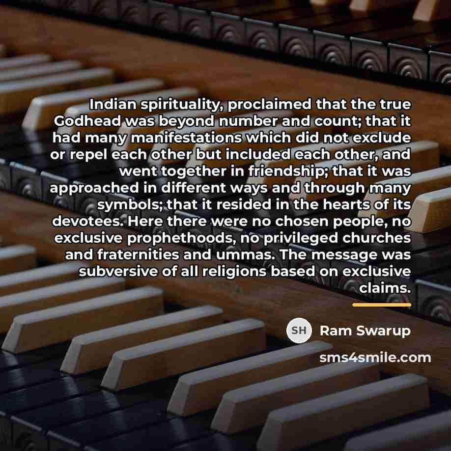 “Indian spirituality, proclaimed that the true Godhead was beyond number…” quote by Ram Swarup