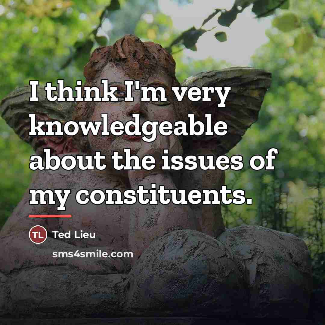 “I think I'm very knowledgeable about the issues of my…” quote by Ted Lieu
