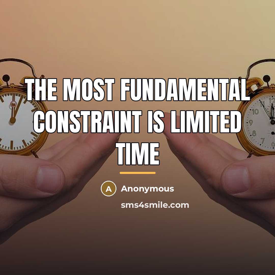 “The most fundamental constraint is limited time…” quote by Anonymous