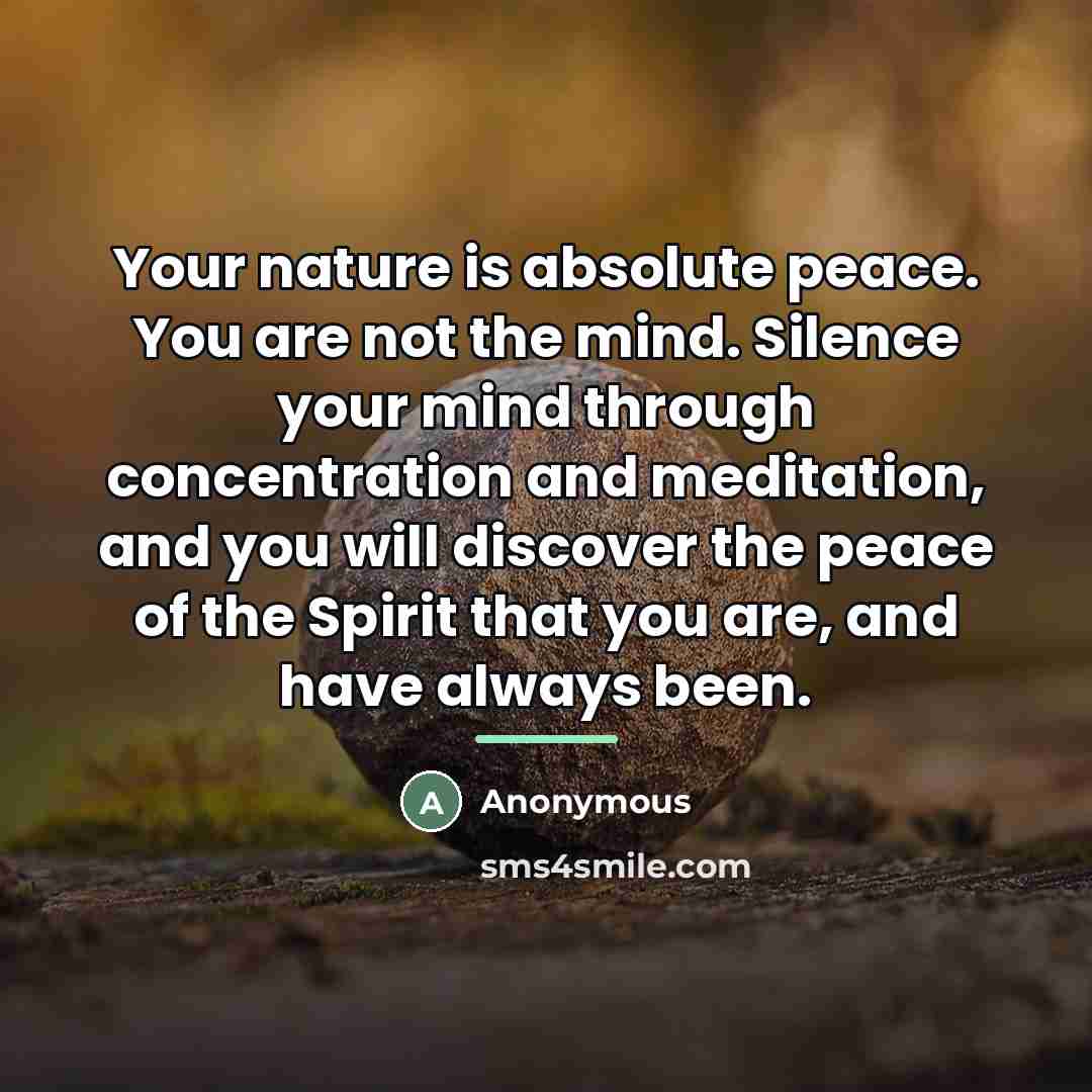 “Your nature is absolute peace. You are not the mind.…” quote by Anonymous