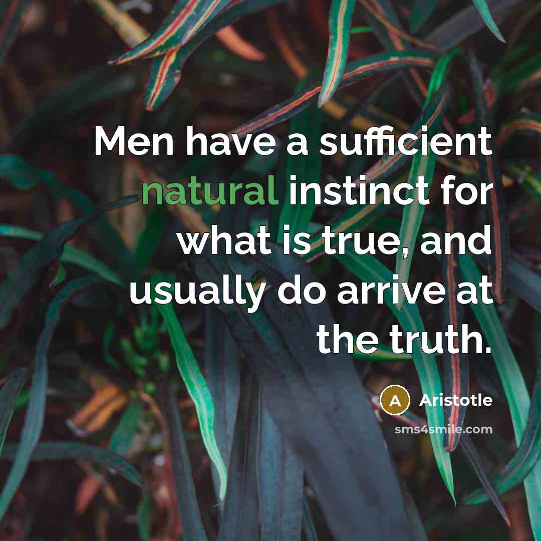 “Men have a sufficient natural instinct for what is true,…” quote by Aristotle