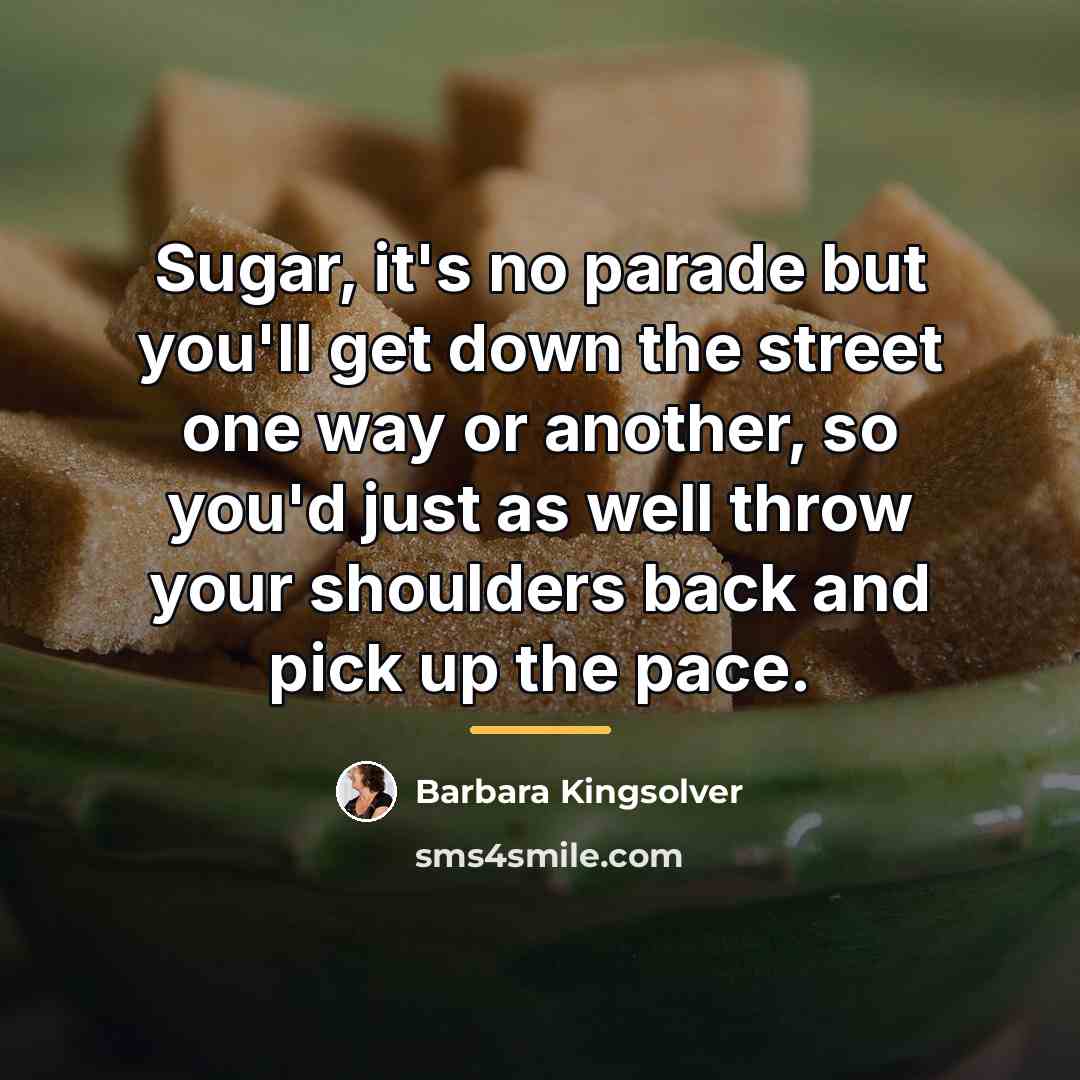 “Sugar, it's no parade but you'll get down the street…” quote by Barbara Kingsolver