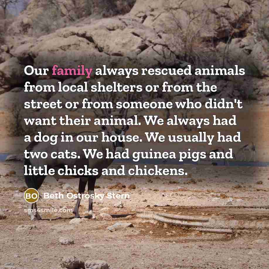 “Our family always rescued animals from local shelters or from…” quote by Beth Ostrosky Stern