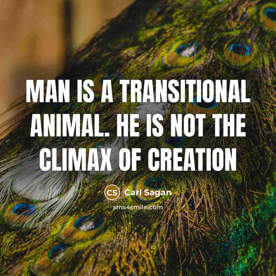 “Man is a transitional animal. He is not the climax…” quote by Carl Sagan
