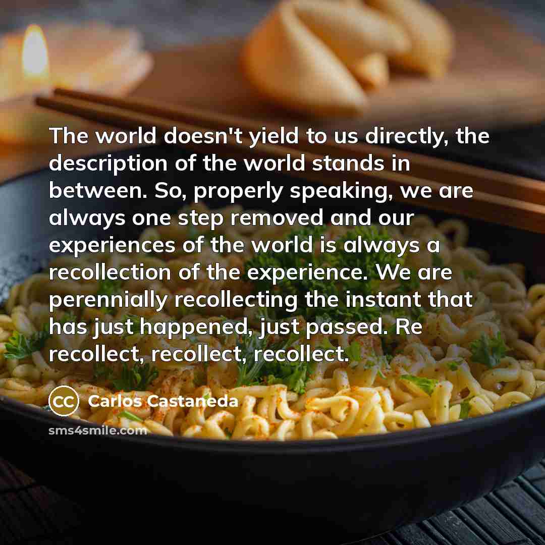 “The world doesn't yield to us directly, the description of…” quote by Carlos Castaneda