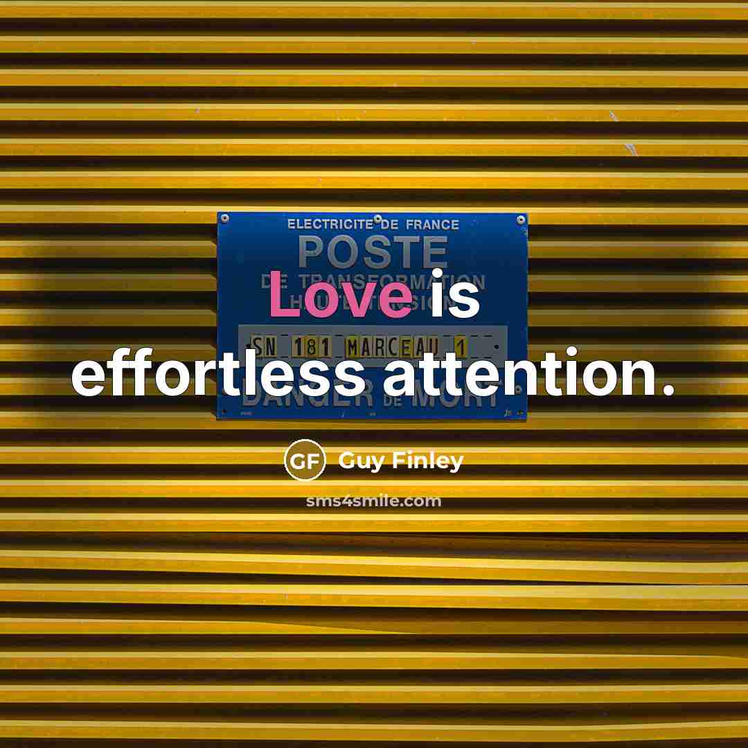 “Love is effortless attention.…” quote by Guy Finley