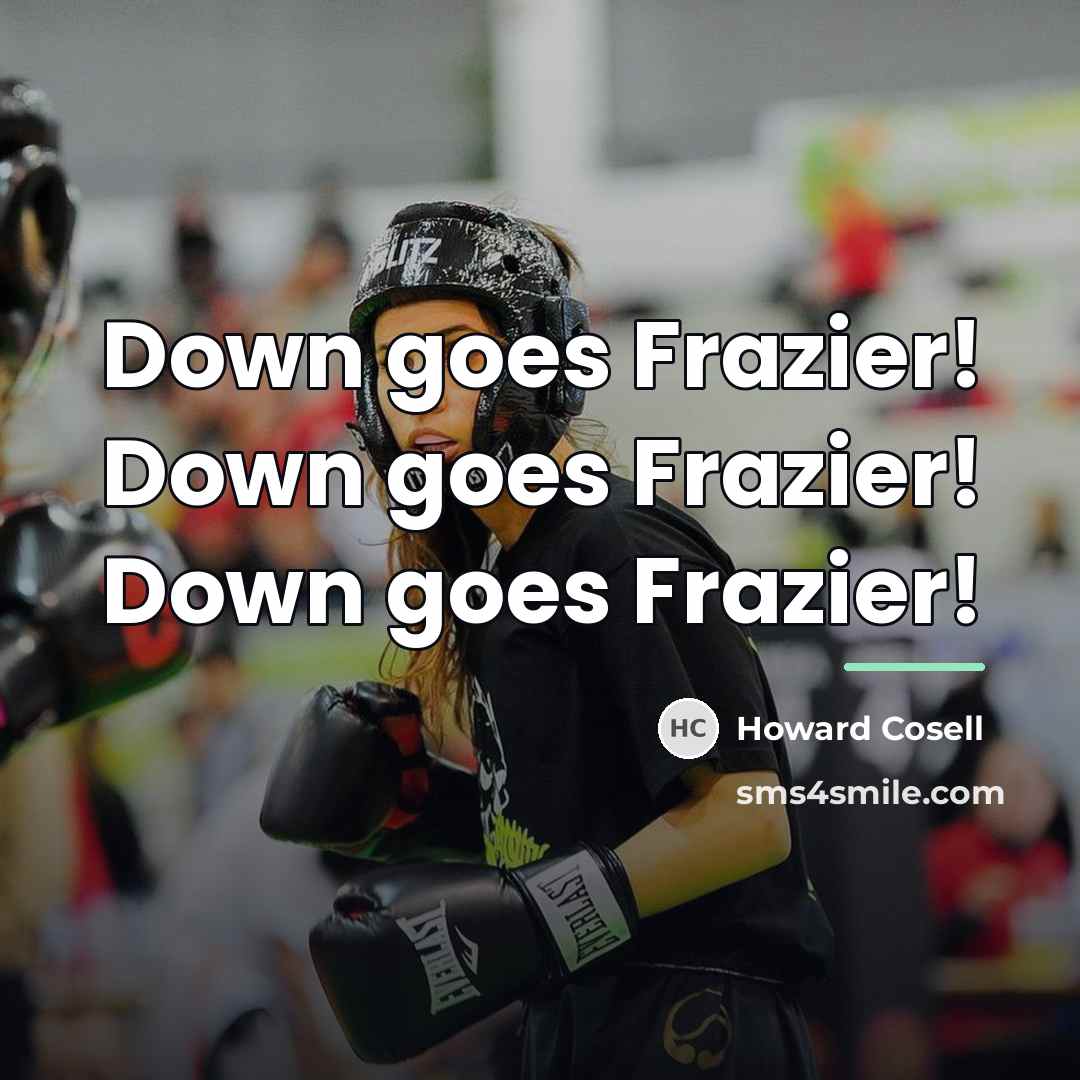 “Down goes Frazier! Down goes Frazier! Down goes Frazier!…” quote by Howard Cosell