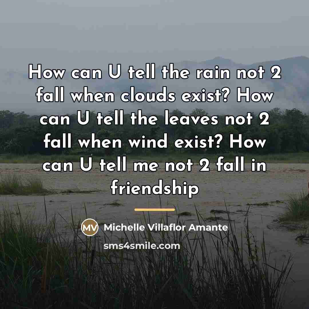 “How can U tell the rain not 2 fall when…” quote by Michelle Villaflor Amante