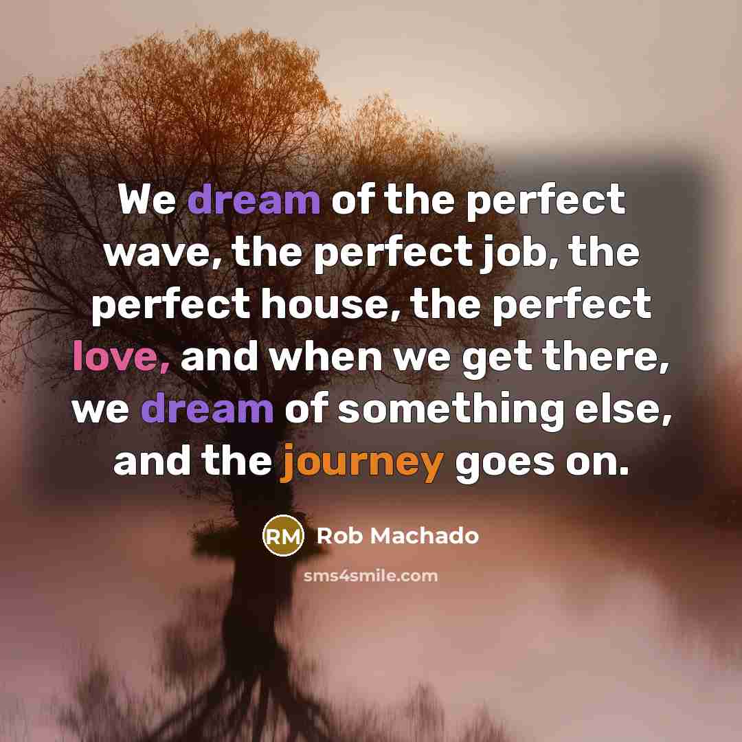 “We dream of the perfect wave, the perfect job, the…” quote by Rob Machado