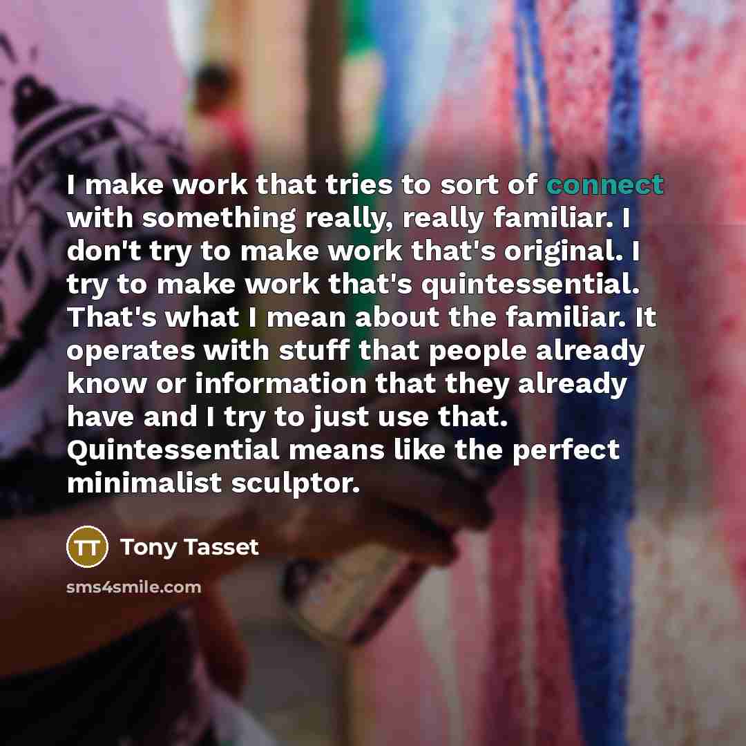 “I make work that tries to sort of connect with…” quote by Tony Tasset
