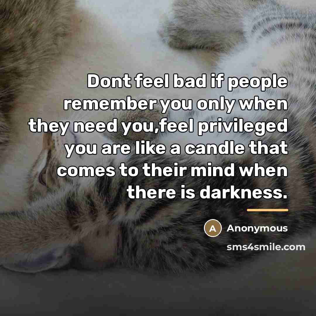 “Dont feel bad if people remember you only when they…” quote by Anonymous