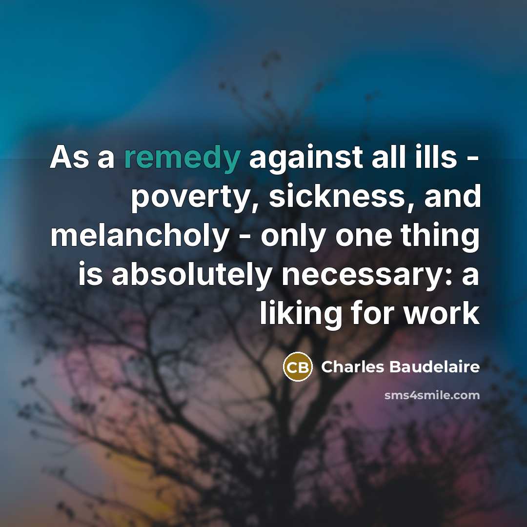 “As a remedy against all ills - poverty, sickness, and…” quote by Charles Baudelaire