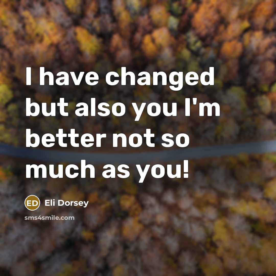 “I have changed but also you I'm better not so…” quote by Eli Dorsey