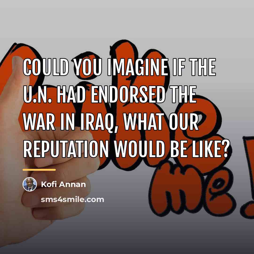 “Could you imagine if the U.N. had endorsed the war…” quote by Kofi Annan