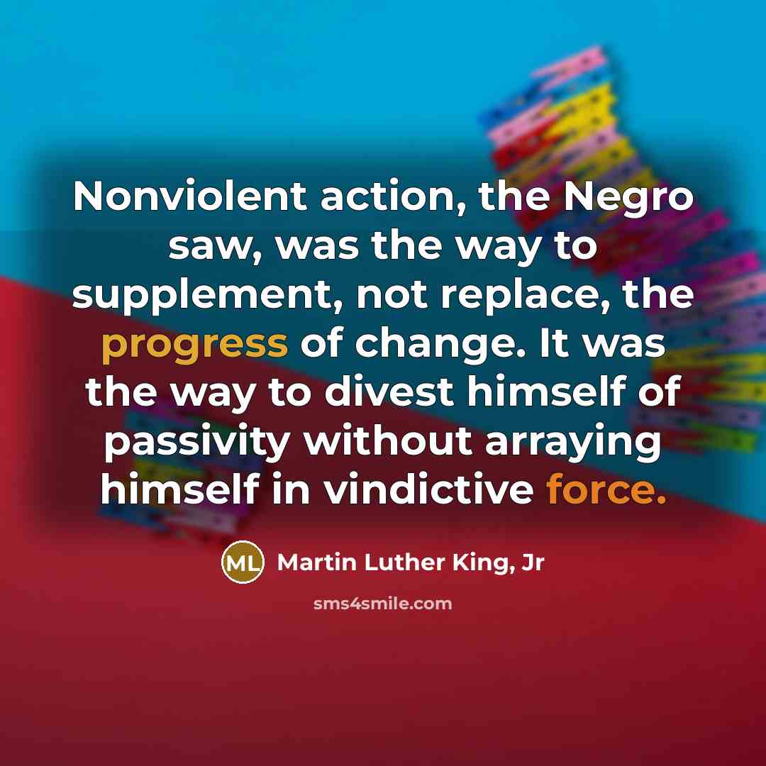 “Nonviolent action, the Negro saw, was the way to supplement,…” quote by Martin Luther King, Jr