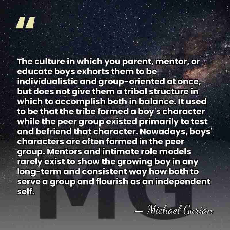 The culture in which you parent, mentor, or educate boys exhorts them&hellip; - Michael Gurian