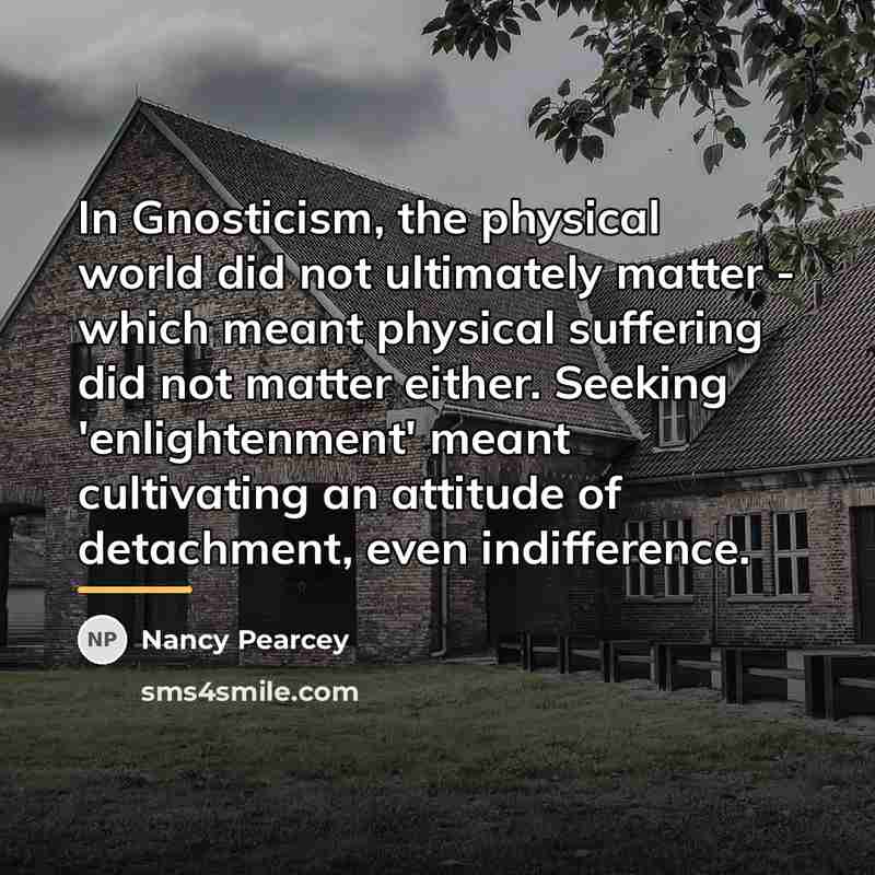 “In Gnosticism, the physical world did not ultimately matter -…” quote by Nancy Pearcey