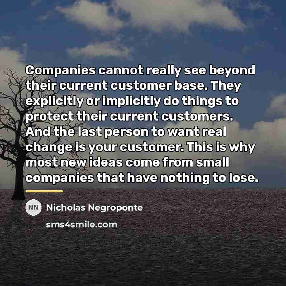 “Companies cannot really see beyond their current customer base. They…” quote by Nicholas Negroponte