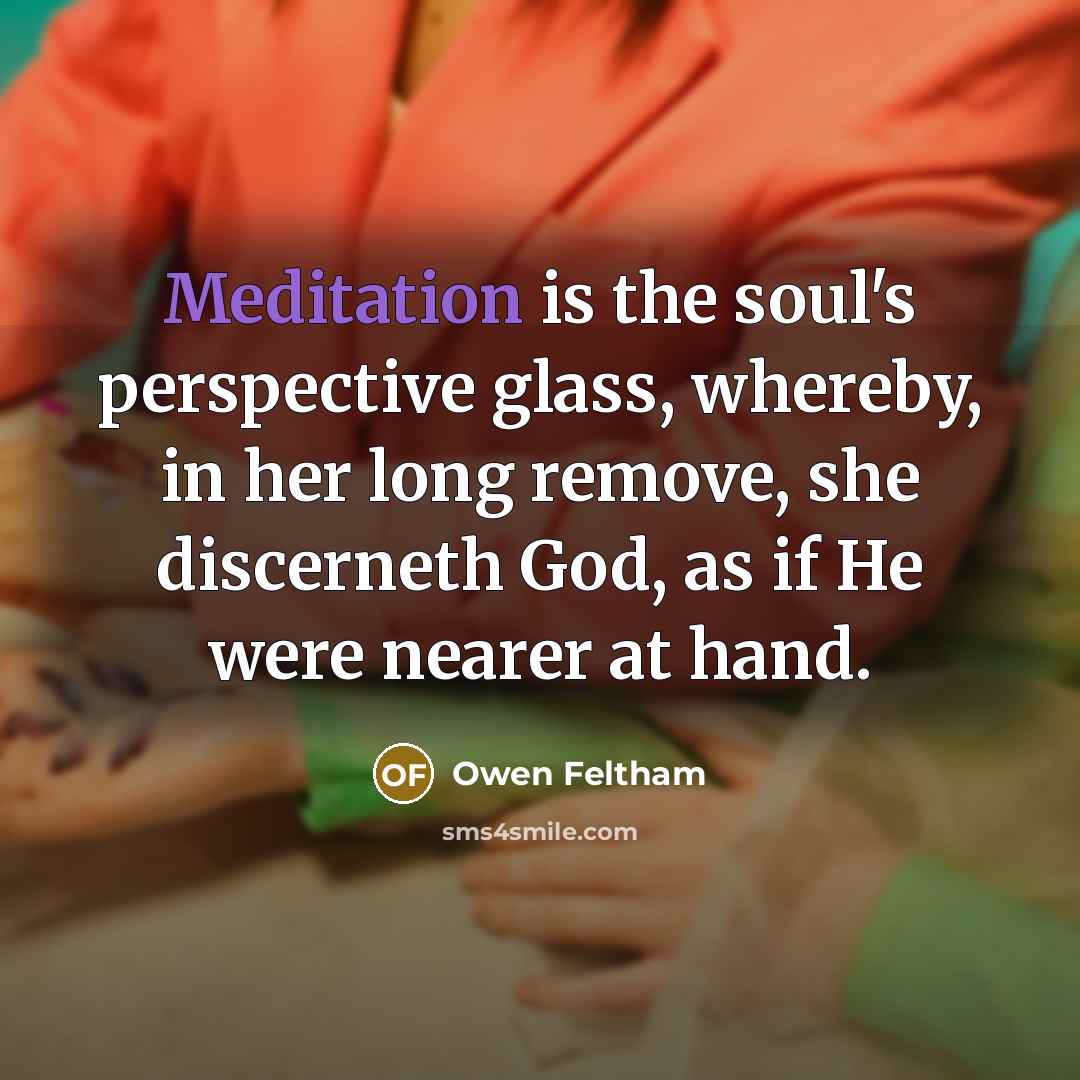 “Meditation is the soul's perspective glass, whereby, in her long…” quote by Owen Feltham